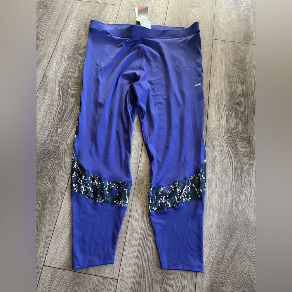 Reebok Blue Leggings with Floral Pattern